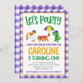 マルディグラスクロワファースト誕生日招待状 招待状 (正面/裏面)