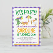 マルディグラスクロワファースト誕生日招待状 招待状 (スタンド正面)