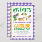 マルディグラスクロワファースト誕生日招待状 招待状 (正面/裏面)