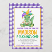 マルディグラスクロワファースト誕生日招待状 招待状 (正面/裏面)