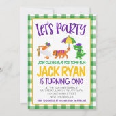 マルディグラスクロワファースト誕生日招待状 招待状 (正面)