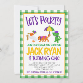 マルディグラスクロワファースト誕生日招待状 招待状