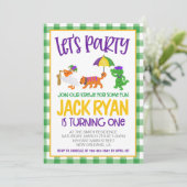 マルディグラスクロワファースト誕生日招待状 招待状 (スタンド正面)