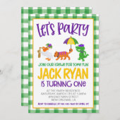 マルディグラスクロワファースト誕生日招待状 招待状 (正面/裏面)