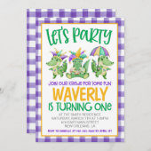 マルディグラスクロワファースト誕生日招待状 招待状 (正面/裏面)