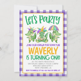 マルディグラスクロワファースト誕生日招待状 招待状