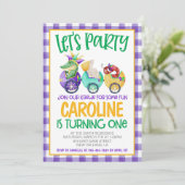 マルディグラスクロワファースト誕生日招待状 招待状 (スタンド正面)