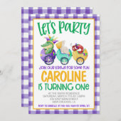 マルディグラスクロワファースト誕生日招待状 招待状 (正面/裏面)