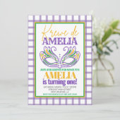 マルディグラスクロワファースト誕生日ANY AGE 招待状 (スタンド正面)