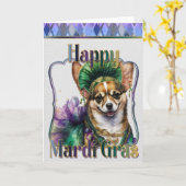 マルディグラスグリーティングカードマルディグラスチワワ カード (黄色い花)