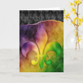 マルディグラスグリーティングカードマルディグラス（紋章の）フラ・ダ・リ カード (黄色い花)