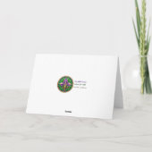 マルディグラスグリーンと金ゴールド羽カラフルマスク カード (裏面)