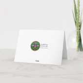 マルディグラスグリーンと金ゴールド羽カラフルマスク サンキューカード (裏面)