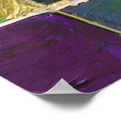 マルディグラスグリーンと金ゴールド羽カラフルマスク ポスター (角)