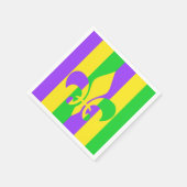 マルディグラスグリーンイエローパープルフルーアデリス スタンダードカクテルナプキン (角)