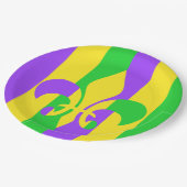 マルディグラスグリーンイエローパープルフルーアデリス ペーパープレート (アングル)