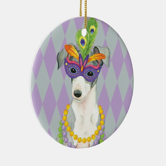 マルディグラスグレイイタリアンハウンド セラミックオーナメント (右)