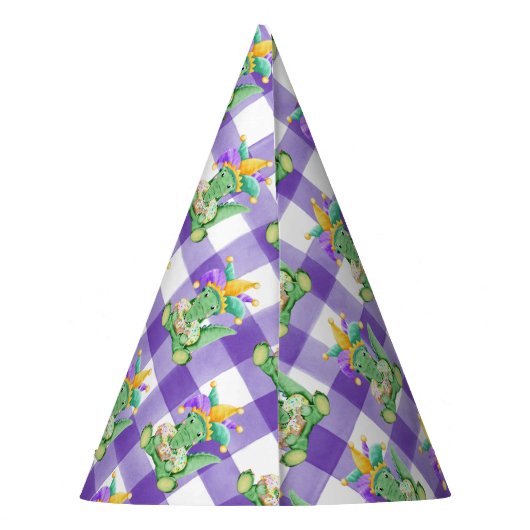 マルディグラスゲーターズアンドギンガム紙 パーティーハット (裏面)