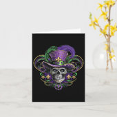 マルディグラスコスチュームシュガースカルカーニバルハロウィーン カード (黄色い花)