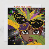 マルディグラスコスチュームパーティの招待状by SRF 招待状 (正面/裏面)