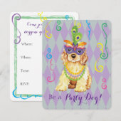 マルディグラスコッカースパニエル犬 招待状 (正面/裏面)