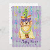 マルディグラスコッカースパニエル犬 招待状 (正面/裏面)