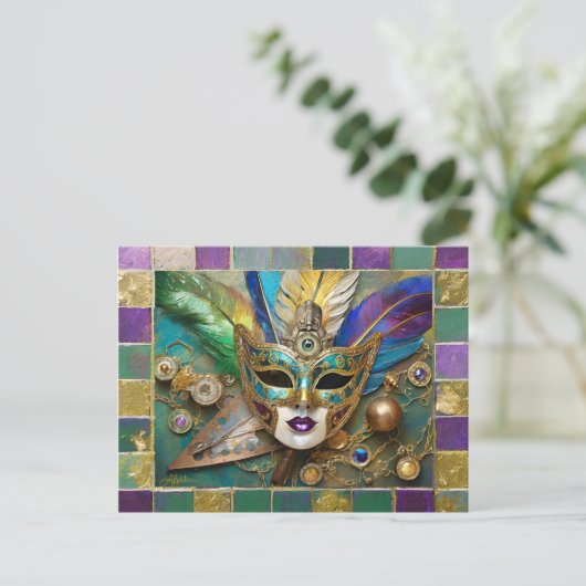 マルディグラスサードアイセラミック金ゴールドフェザーマスク シーズンポストカード (スタンド正面)