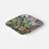 マルディグラスサードアイセラミック金ゴールドフェザーマスク ペーパープレート (傾斜あり)