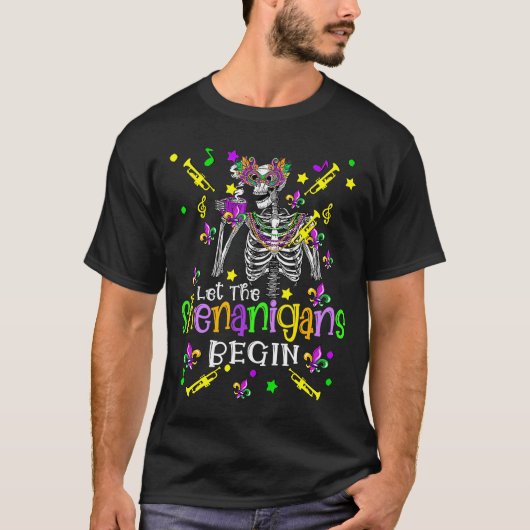 マルディグラスシェナニガンがマスクビーズSkを始める Tシャツ (正面)
