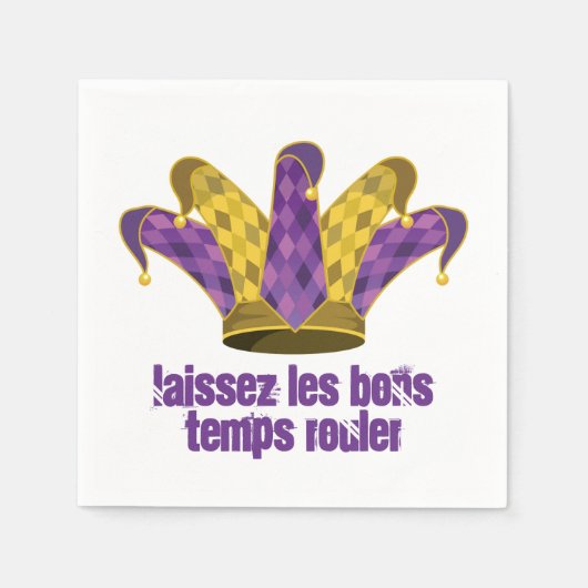 マルディグラスジェスターライセズles bongtemps rouler スタンダードカクテルナプキン (正面)