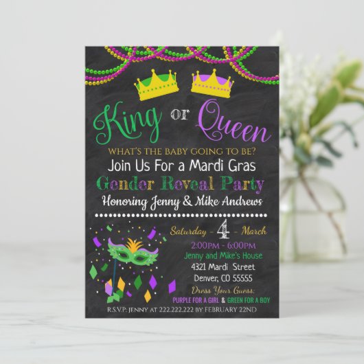 マルディグラスジェンダーリビールパーティの招待状 招待状 (スタンド正面)