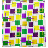 マルディグラススクウェアとアウトライン シャワーカーテン (正面)