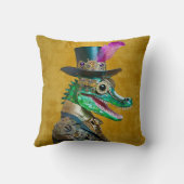 マルディグラススチームパンクパーティーアニマルアリゲーター クッション (裏面)