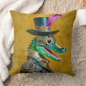 マルディグラススチームパンクパーティーアニマルアリゲーター クッション (ブランケット)