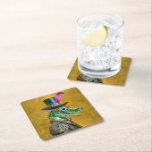 マルディグラススチームパンクパーティーアニマルアリゲーター スクエアペーパーコースター (インサイチュ)