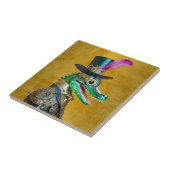 マルディグラススチームパンクパーティーアニマルアリゲーター タイル (側面)