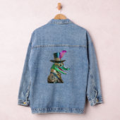 マルディグラススチームパンクパーティーアニマルアリゲーター デニムジャケット (ハンガー)