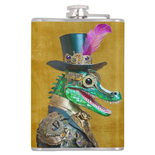 マルディグラススチームパンクパーティーアニマルアリゲーター フラスク (裏面)