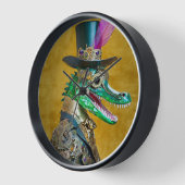 マルディグラススチームパンクパーティーアニマルアリゲーター 壁時計 (傾斜)