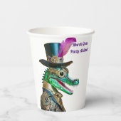 マルディグラススチームパンクパーティーアニマルアリゲーター 紙コップ (裏面)