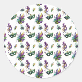 マルディグラスステッカー ラウンドシール