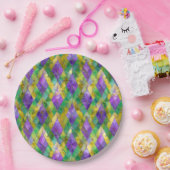 マルディグラスステンドグラスハーレキンプリント ペーパープレート (パーティー)