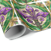 マルディグラスステンドグラス（紋章の）フラ・ダ・リ ラッピングペーパー (ロールコーナー)