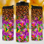 マルディグラスタンブラー、マスクとヒョウ柄 タンブラー