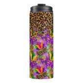 マルディグラスタンブラー、マスクとヒョウ柄 タンブラー (正面)