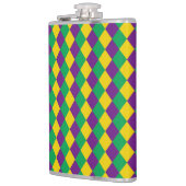 マルディグラスダイヤモンド：鮮やかフェスティバルパターン フラスク (左)