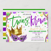 マルディグラスツインズベビーシャワー招待状 招待状 (正面/裏面)