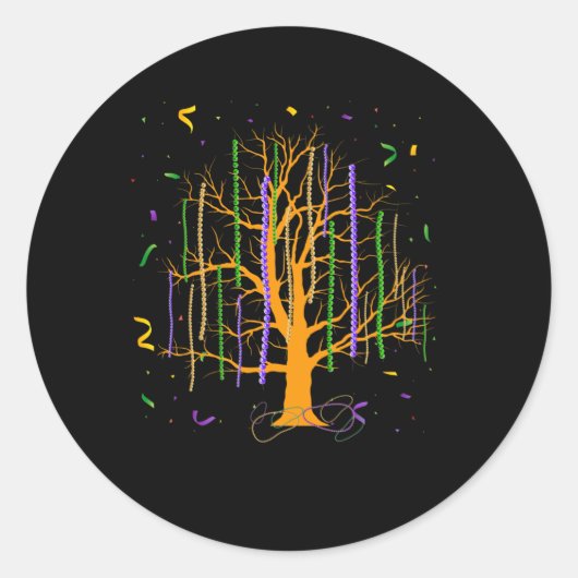 マルディグラスツリービーズニューオーリンズ2022水彩 ラウンドシール (正面)