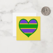 マルディグラストライプのスハート ノートカード (正面/裏面インサイチュ)