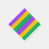 マルディグラストライプスのパターンパープルグリーンイエロー スタンダードカクテルナプキン (角)